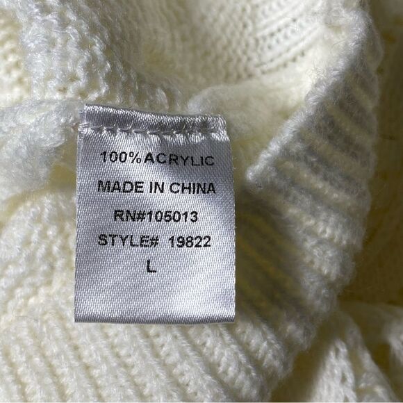 Andree by Unit White Knit Crochet Wide Scoop Neck Sweater Women's Size Large - Picture 2 of 16